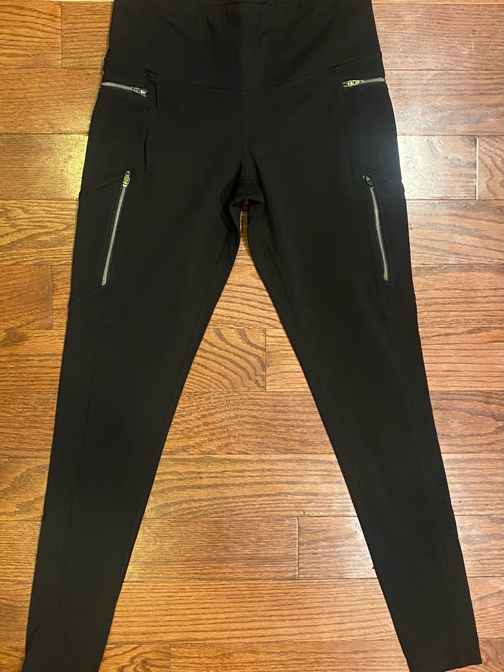 Athleta Sly Drifter Zip Leggings Sz S Black 4 Outer Zip Pockets